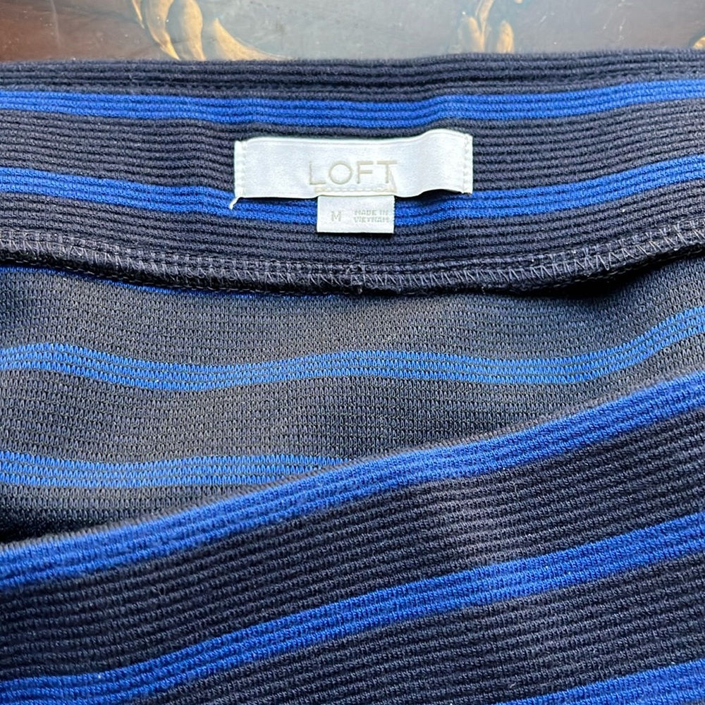 LOFT Ribbed Bodycon Blue Midi Skirt M - Picture 6 of 6
